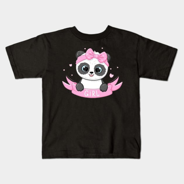 Baby girl panda Kids T-Shirt by World Famous Pandas